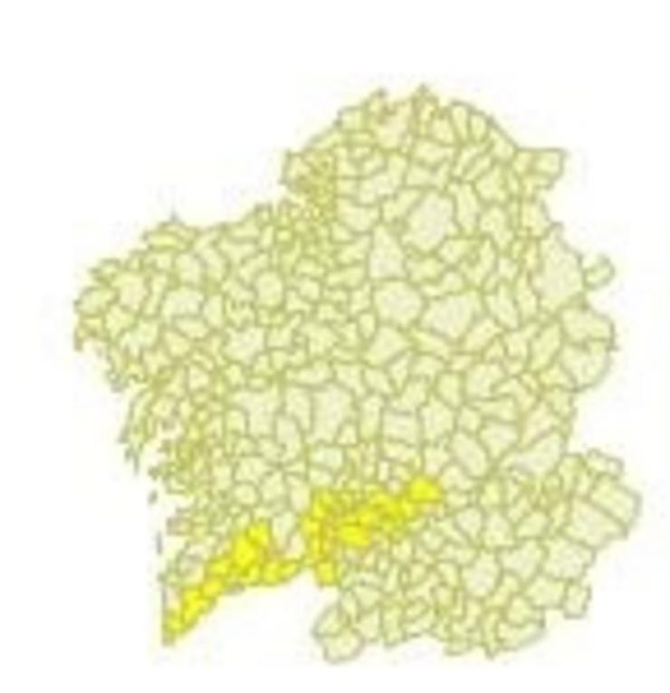 As altas temperaturas de máis de 34º e 36º manterán activado este sábado o aviso amarelo en zonas do sur de Galicia. METEOGALICIA 