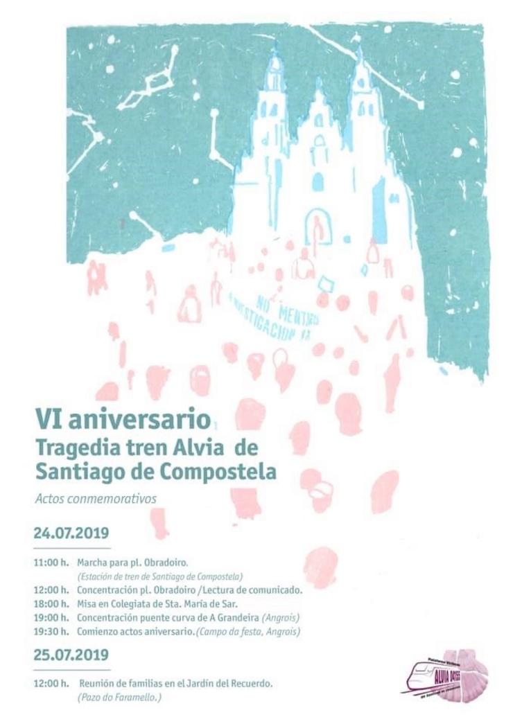 Cartel dos actos do aniversario do accidente do tren Alvia en Angrois (Santiago). REMITIDO 