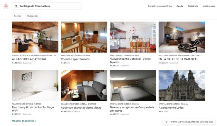 Oferta de pisos turísticos na web Airbnb / Airbnb