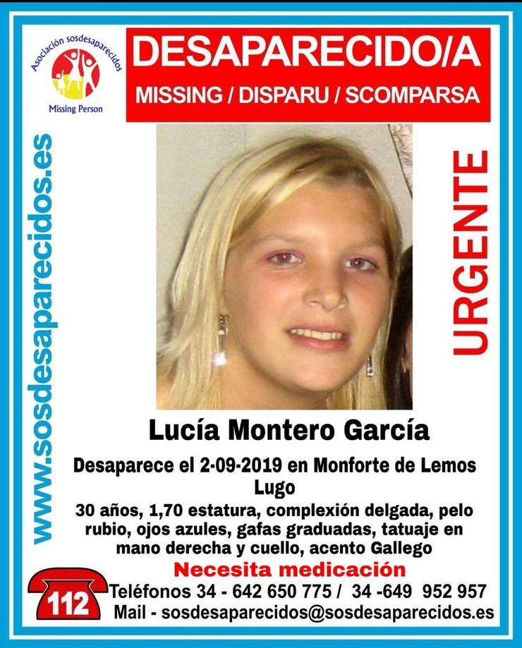 Lucía Montero, a nova desaparecida en Monforte de Lemos.. SOS DESAPARECIDOS / Europa Press