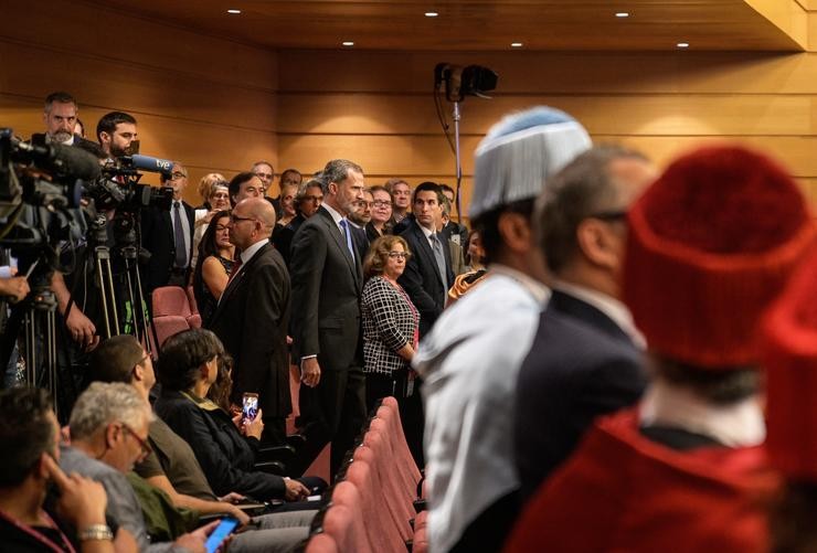 O Rei Felipe VI durante a presentación de apertura do curso universitario 2019/2020 na Universidade da Coruña, en Galicia, a 30 de setembro de 2019.. M. Dylan - Europa Press / Europa Press