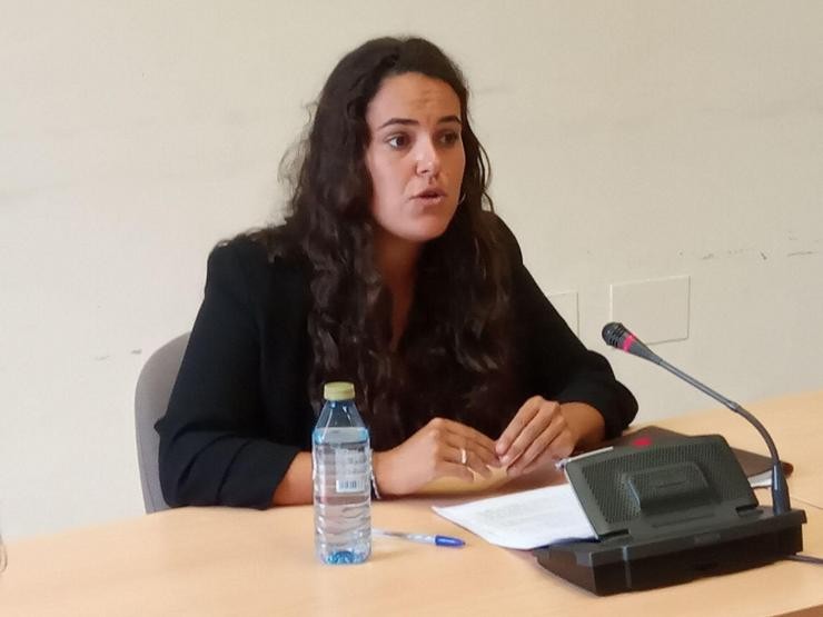 A parlamentaria do Grupo Común da Esquerda, Luca Chao, en rolda de prensa. GRUPO COMÚN DA ESQUERDA