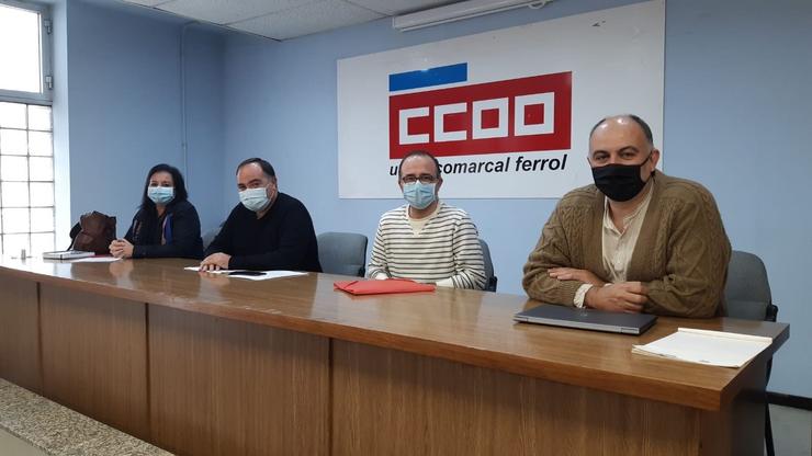 Representantes de CCOO na rolda de prensa sobre Navantia 