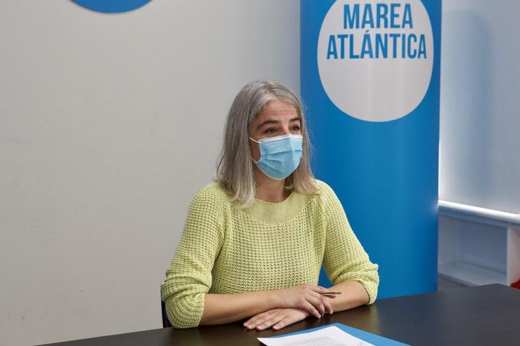 A concelleira de Marea Atlántica, María García, en rolda de prensa. MAREA ATLÁNTICA / Europa Press
