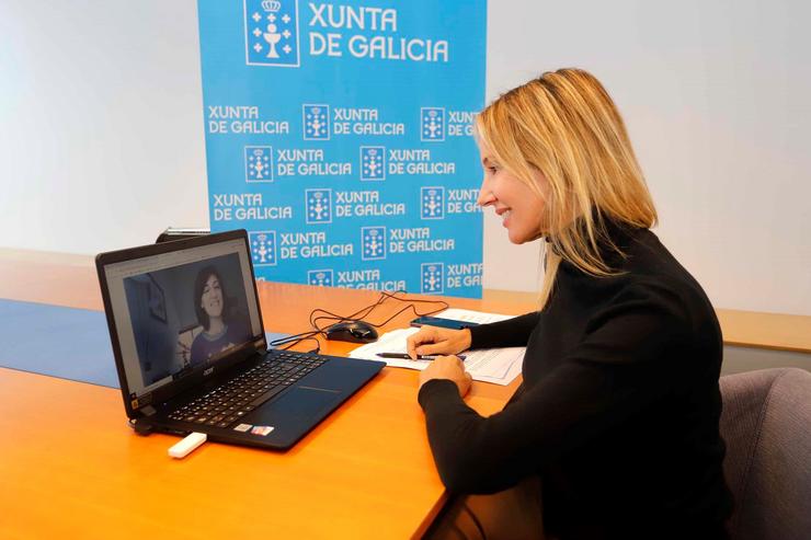 A delegada territorial da Xunta en Vigo, Marta Fernández-Tapias, mantén unha reunión telemática coa conselleira de Medio Ambiente, Territorio e Vivenda, Anxos Vázquez.. XUNTA DE GALICIA / Europa Press