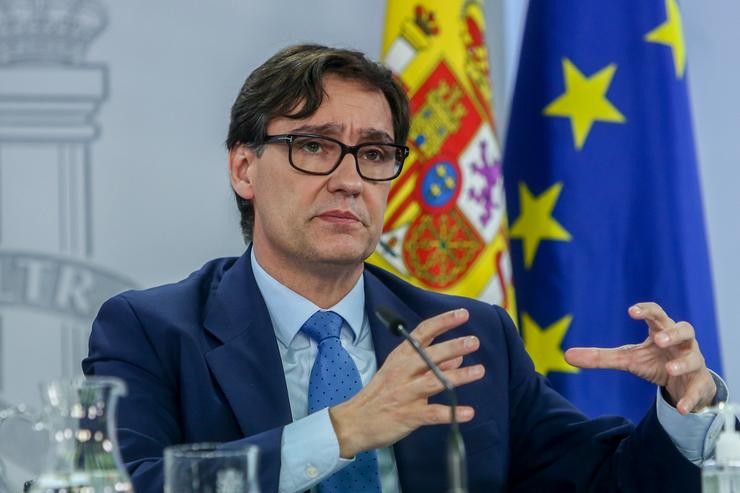 O ministro de Sanidade, Salvador Illa; intervén durante unha rolda de prensa tras a celebración do Consello Interterritorial no Complexo de Moncloa, en Madrid, (España), a 4 de novembro de 2020. Durante a reunión desta tarde, o Consello Interterr. EUROPA PRESS