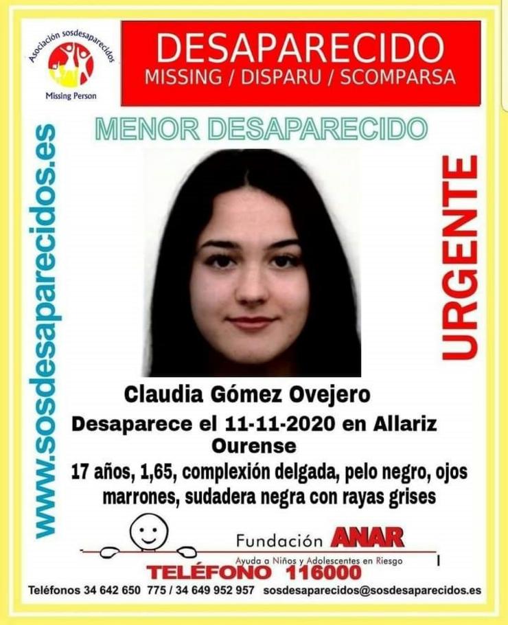Menor desaparecida en Allarriz (Ourense). SOS DESAPARECIDOS 