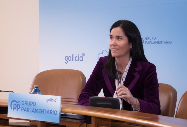A viceportavoz do PP no Parlamento galego, Paula Prado, en rolda de prensa. PPDEG - Arquivo