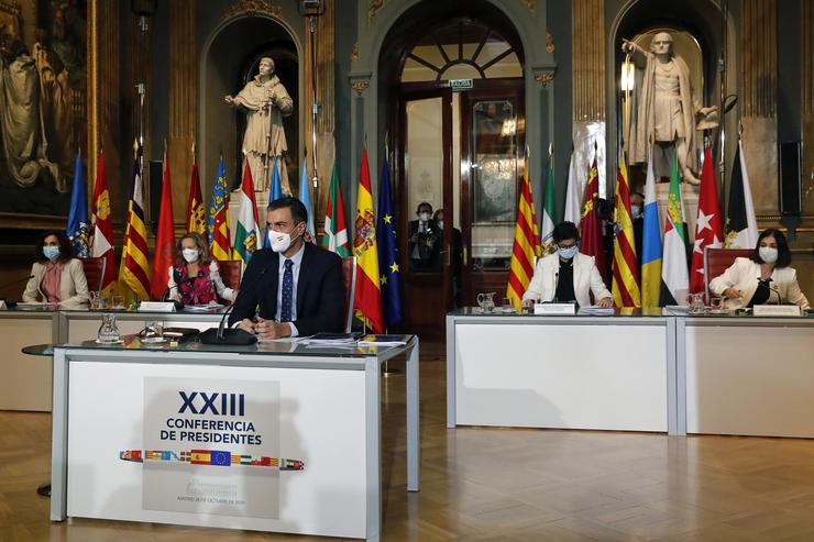 O presidente do Goberno, Pedro Sánchez, na Conferencia de Presidentes do 26 de outubro. Pool - Arquivo 