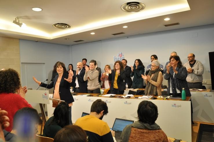A portavoz nacional do BNG, Ana Pontón, intervén ante o Consello Nacional do Bloque.. BNG / Europa Press