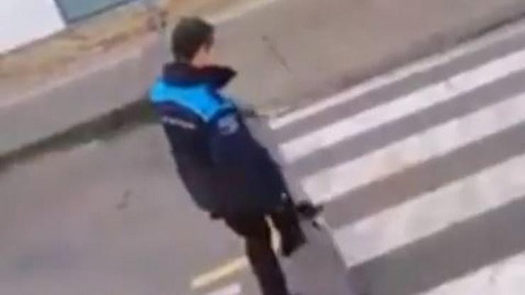 Policía Local dándolle patadas a un gato nunha rúa de Pontedeume / Youtube