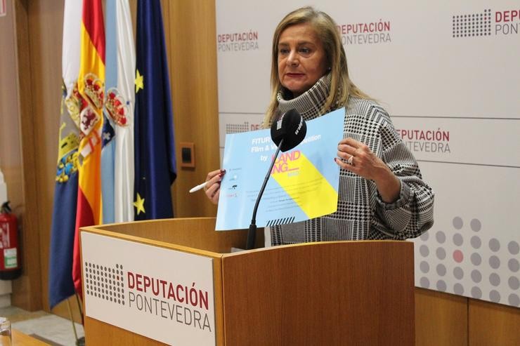 A presidenta da Deputación de Pontevedra, Carmela Silva, en rolda de prensa.. DEPUTACIÓN DE PONTEVEDRA