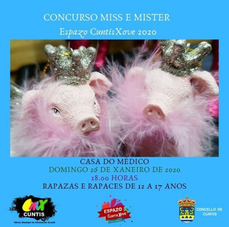 Cartel que xerou a polémica sobre o concurso de miss e míster no municipio de Cuntis.. CONCELLO DE CUNTIS 