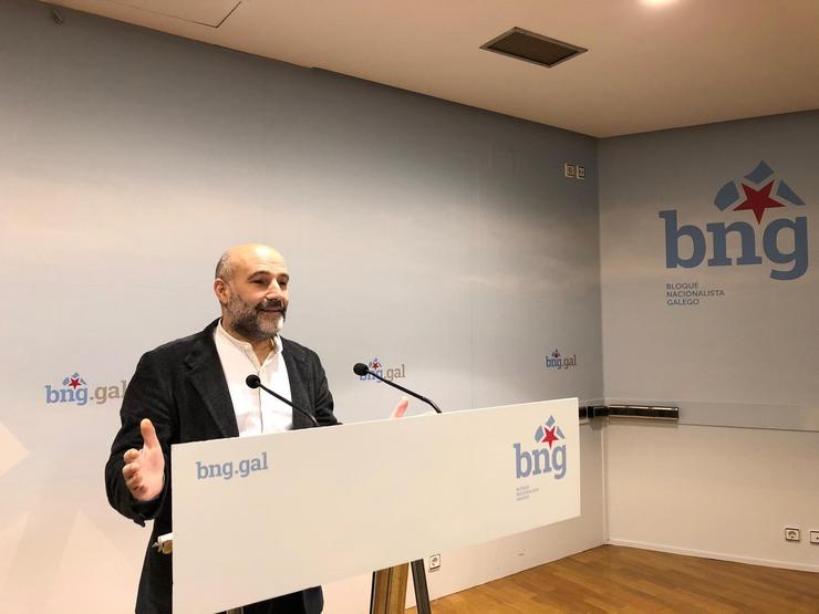 O deputado do BNG, Néstor Rego, en rolda de prensa.. BNG / Europa Press