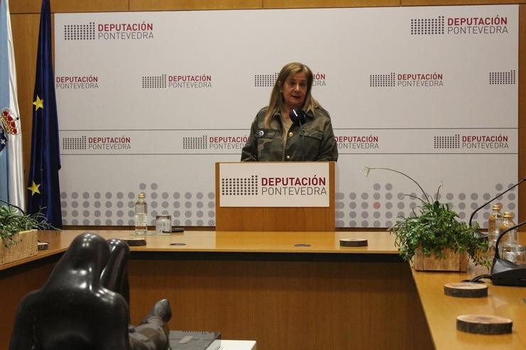 A presidenta da Deputación de Pontevedra, Carmela Silva, en rolda de prensa.. DEPUTACIÓN DE PONTEVEDRA - Arquivo