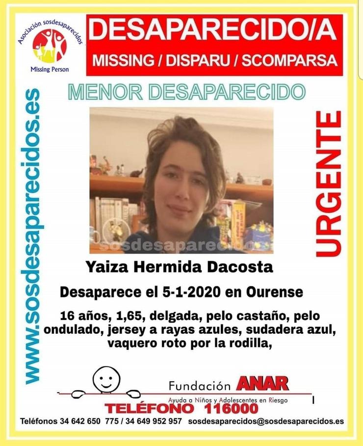 Yaiza Hermida Dacosta, desaparecida a tarde da Cabalgata de Reis en Ourense.
