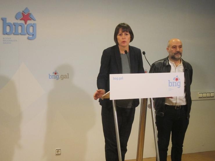 Ana Pontón e Néstor Rego en rolda de prensa na sede do BNG