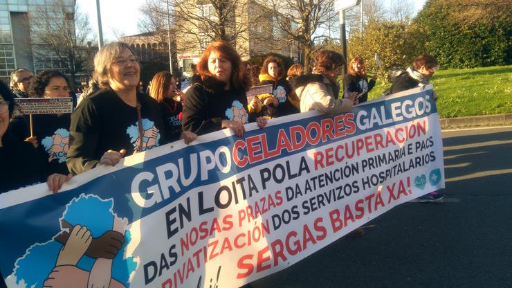 Manifestación da Asociación de Celadores Galegos en Santiago de Compostela 