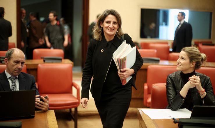 A vicepresidenta cuarta e ministra para a Transición Ecolóxica e o Reto Demográfico, Teresa Ribeira, á súa chegada á Comisión de Transición Ecolóxica do Congreso dos Deputados. Eduardo Parra - Europa Press 