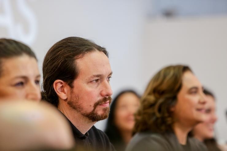 O vicepresidente segundo do Goberno de España e ministro de Dereitos Sociais e Axenda 2030, Pablo Iglesias, durante o encontro confederal de Unidas Podemos celebrado na Fundación Diario Madrid, o 22 de febreiro de 2020 