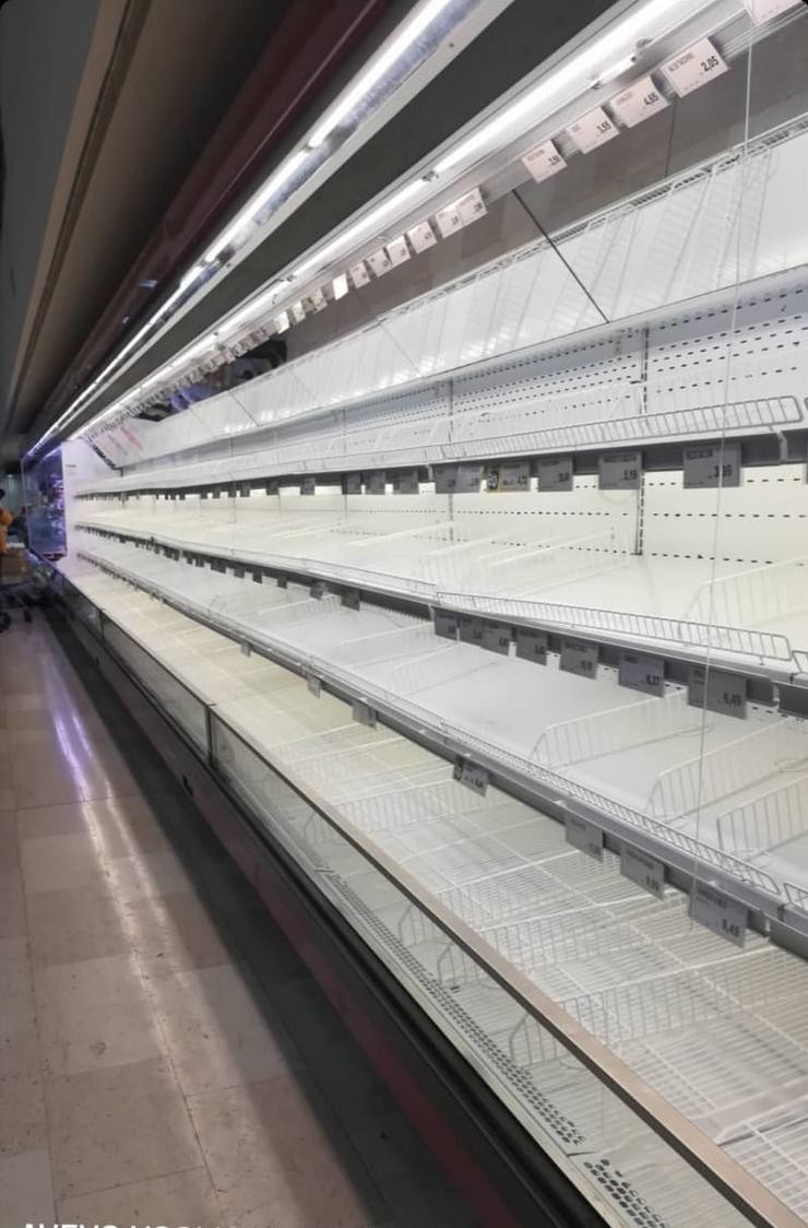 Supermercado vacío pola histeria do virus. // Carla Montouto