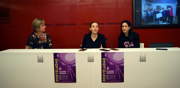 A concelleira de Igualdade, Noa Díaz, xunto con Cruz Dafonte e María Pouse . CONCELLO DE SANTIAGO