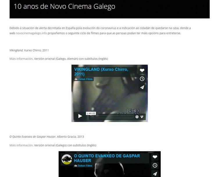 Captura da web http://novocinemagalego.info/. HTTP://NOVOCINEMAGALEGO.INFO/ / Europa Press