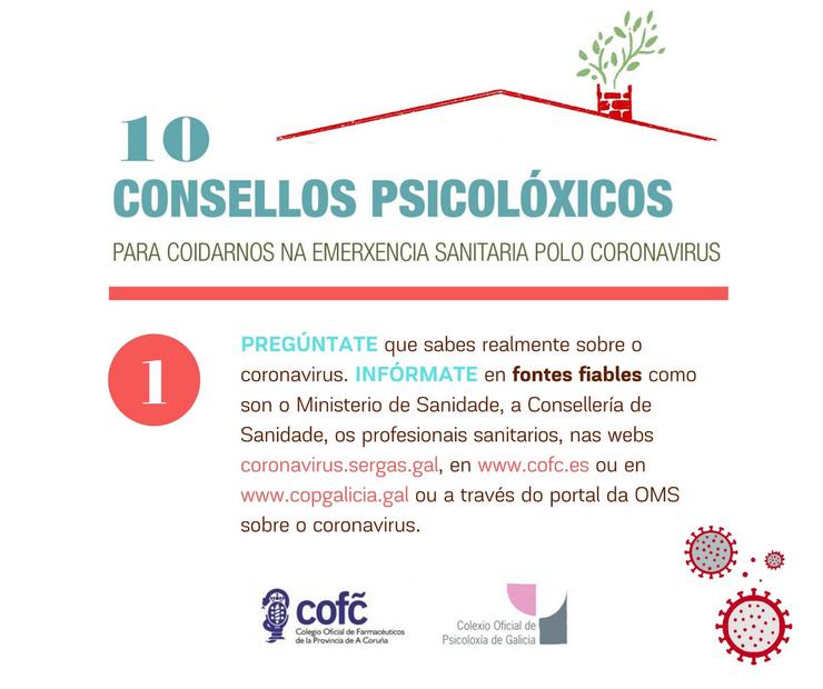 Guía de consellos de psicólogos e farmacéuticos galegos para o confinamento pola pandemia de coronavirus.