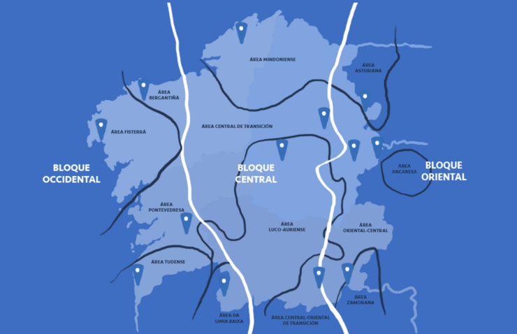 Mapa das áreas dialectais en Entrelinguas 