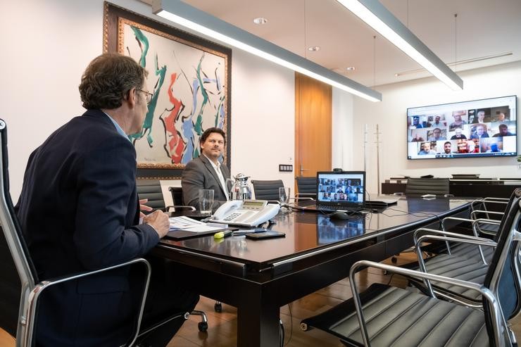 Feijóo en videoconferencia con galegos no exterior. XUNTA 