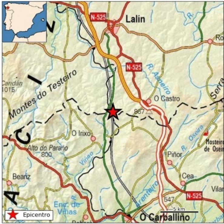 Imaxe do terremoto rexistrado en Dozón na páxina web do Instituto Xeográfico Nacional. INSTITUTO XEOGRÁFICO NACIONAL / Europa Press