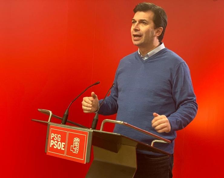 O secretario xeral do PSdeG, Gonzalo Caballero, na sede dos socialistas galegos. PSDEG