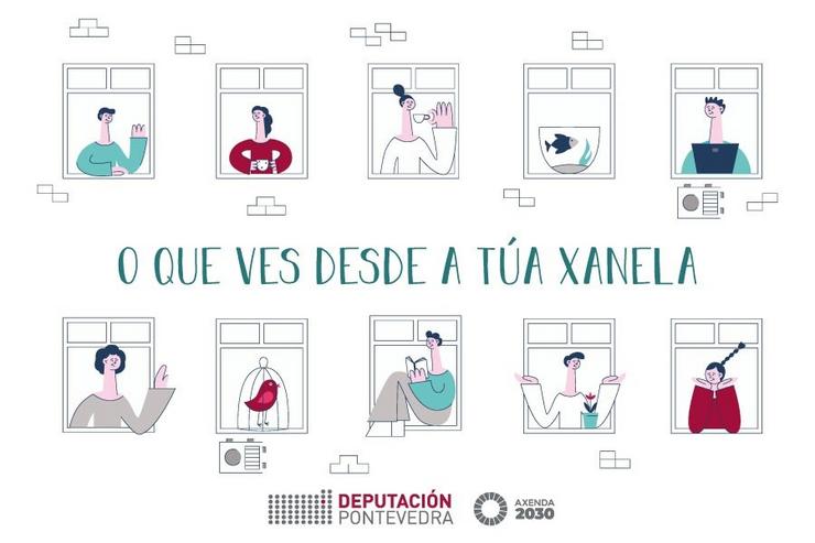 Concurso de debuxo infantil lanzado pola Deputación de Pontevedra: 'Ou que ves desde a túa xanela'.. DEPUTACIÓN DE PONTEVEDRA 