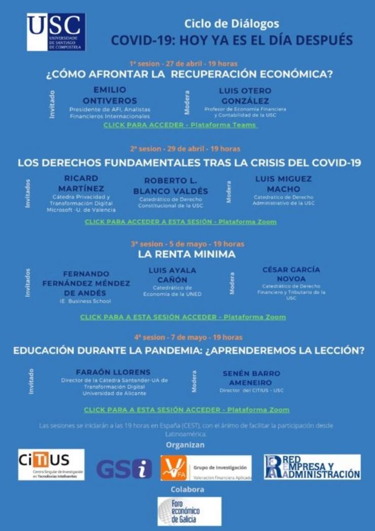 Cartel das charlas da USC polo COVID. USC 