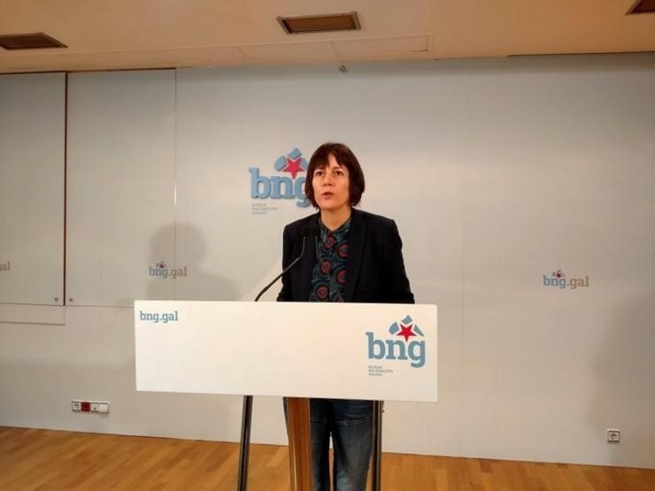 A portavoz nacional do BNG, Ana Pontón, comparece en rolda de prensa este luns día 6 de abril, no medio da crise do coronavirus covid-19. BNG / Europa Press