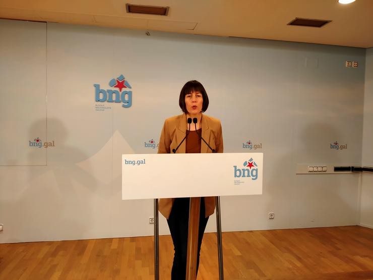 A portavoz nacional do BNG, Ana Pontón, en comparecencia telemática ante os medios durante a crise do covid-19. BNG 