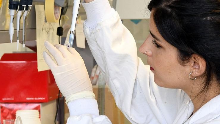 Unha investigadora traballa no laboratorio CiMUS da USC. USC - Arquivo / Europa Press