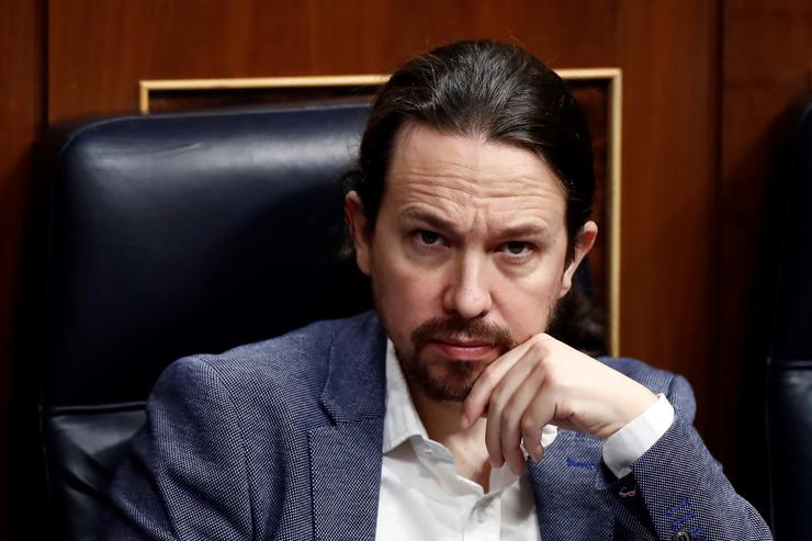 O vicepresidente segundo do Goberno, Pablo Iglesias, durante o pleno celebrado este xoves no Congreso. Pool