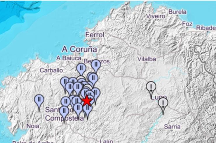 Movemento de terra de magnitude 3 en Frades. IGN / Europa Press