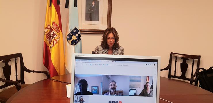 A delegada territorial da Xunta en Ourense, Marisol Díaz Mouteira, mantivo este martes unha reunión por videoconferencia con escolas infantís da provincia. XUNTA 