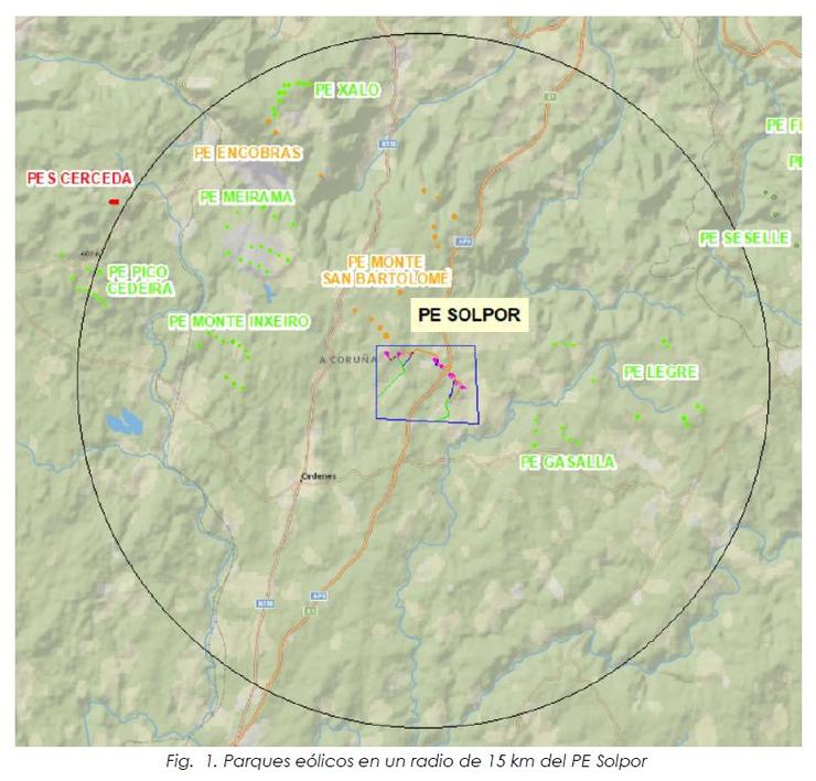 Afectación do parque eólico Solpor que Green Capital Power quere facer entre Mesía e Ordes