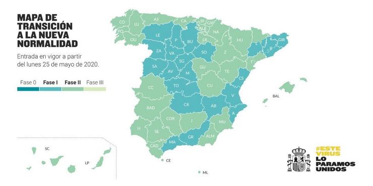 Guadalaxara e Cuenca pasan a fase 2. MINISTERIO DE SANIDADE 