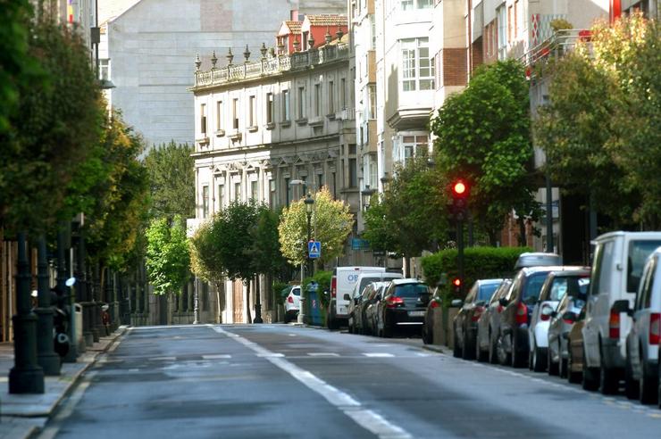 Rúa Pi y Margall en Vigo baleira polo estado de alarma 