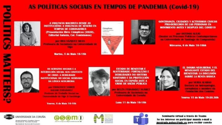 A UDC promove un seminario virtual sobre as políticas sociais en tempos de pandemia. UDC 