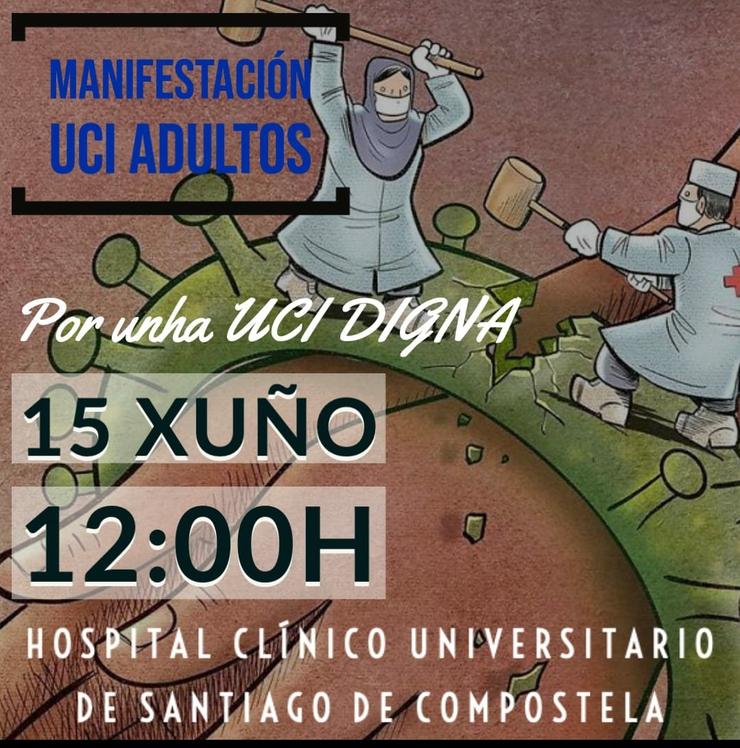 Cartel convocatoria manifestación UCI Santiago 