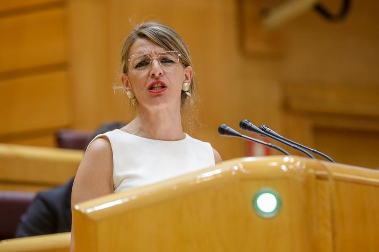 A Ministra de Traballo e Economía Social, Yolanda Díaz, durante unha intervención no pleno no Senado/ EUROPA PRESS/R.Rubio.POOL