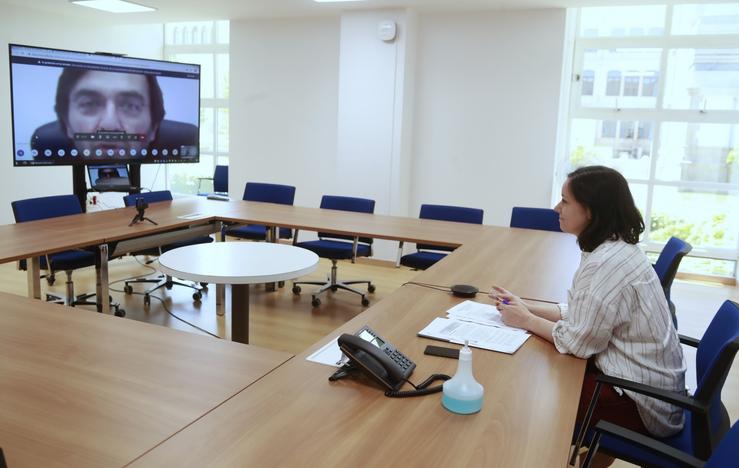 Isabel Concheiro en reunión telemática. XUNTA 