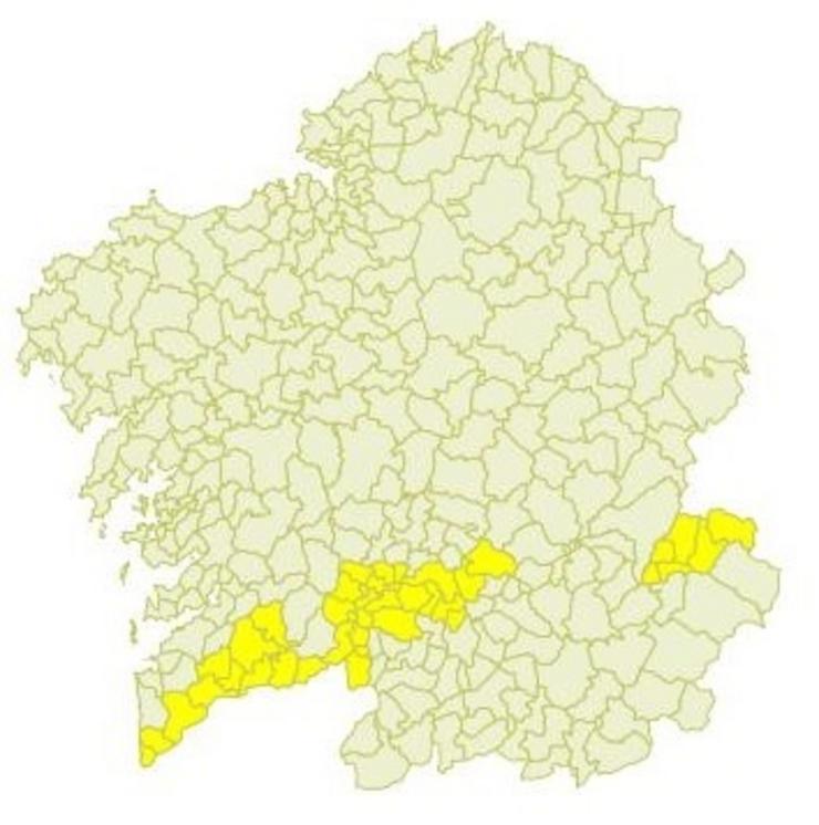 Aviso amarelo por altas temperaturas en Galicia do luns, 19 de xullo de 2020.. METEOGALICIA 