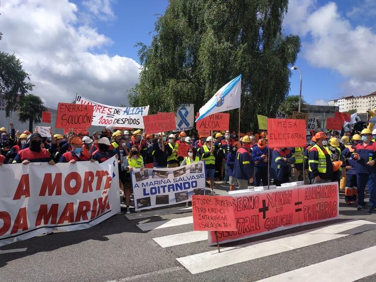 Protesta de traballadores de Alcoa ante a Xunta / Europa Press