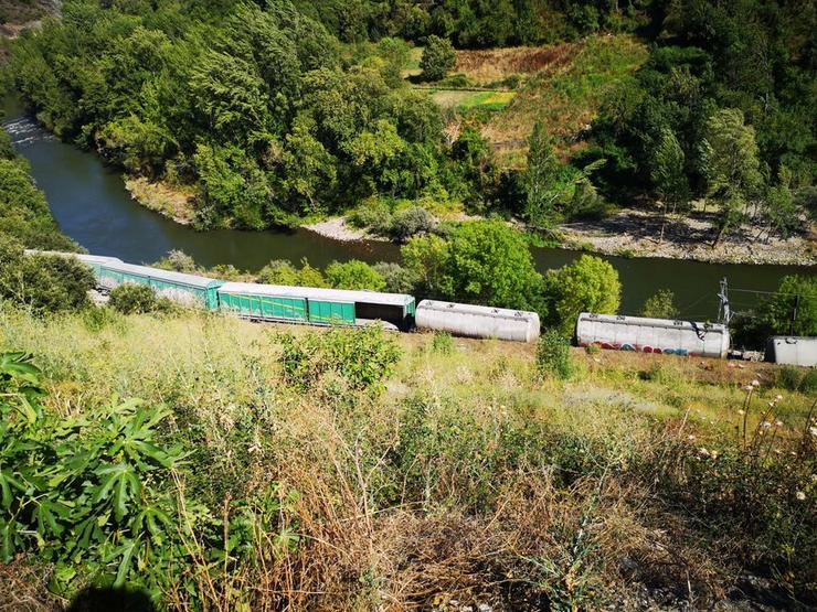 Descarrila un tren de mercadorías en Carballeda de Valdeorras 